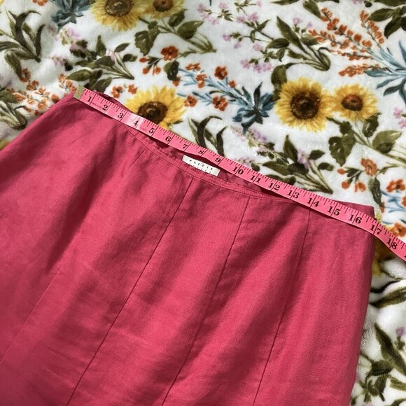 Precis Linen Skirt Womens 14 Petite Pink Floral Embroidered A-Line Midi - Picture 4 of 8